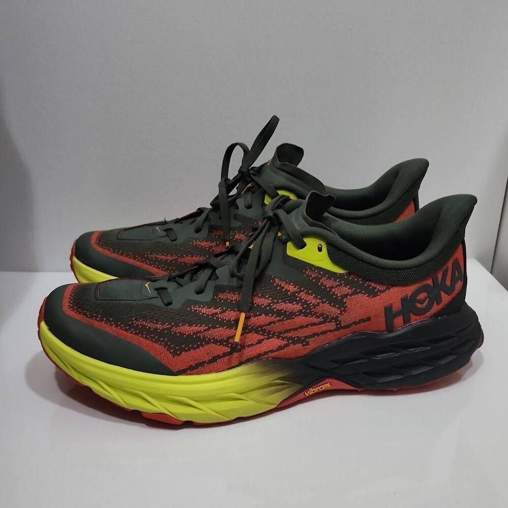 HOKA Speedgoat 5 trail running shoe "Thyme / Fiesta" 12D